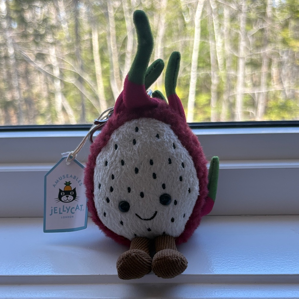 Jellycat Pink & Green Dragon Fruit Plush Keychain NWT